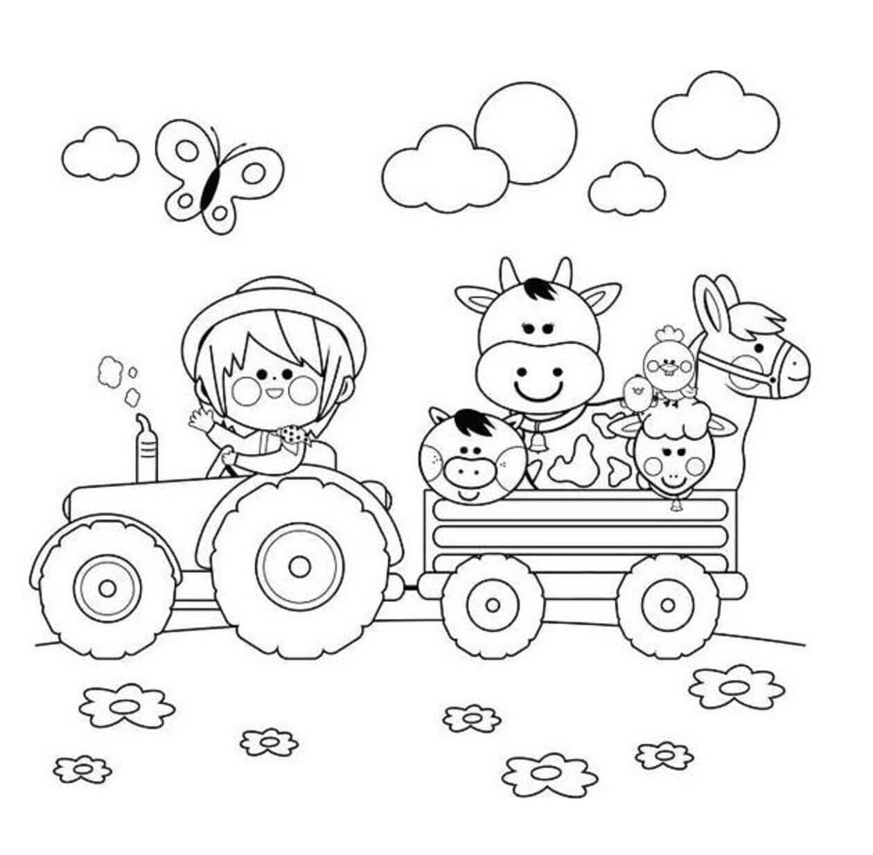 Un Tracteur Mignon coloring page