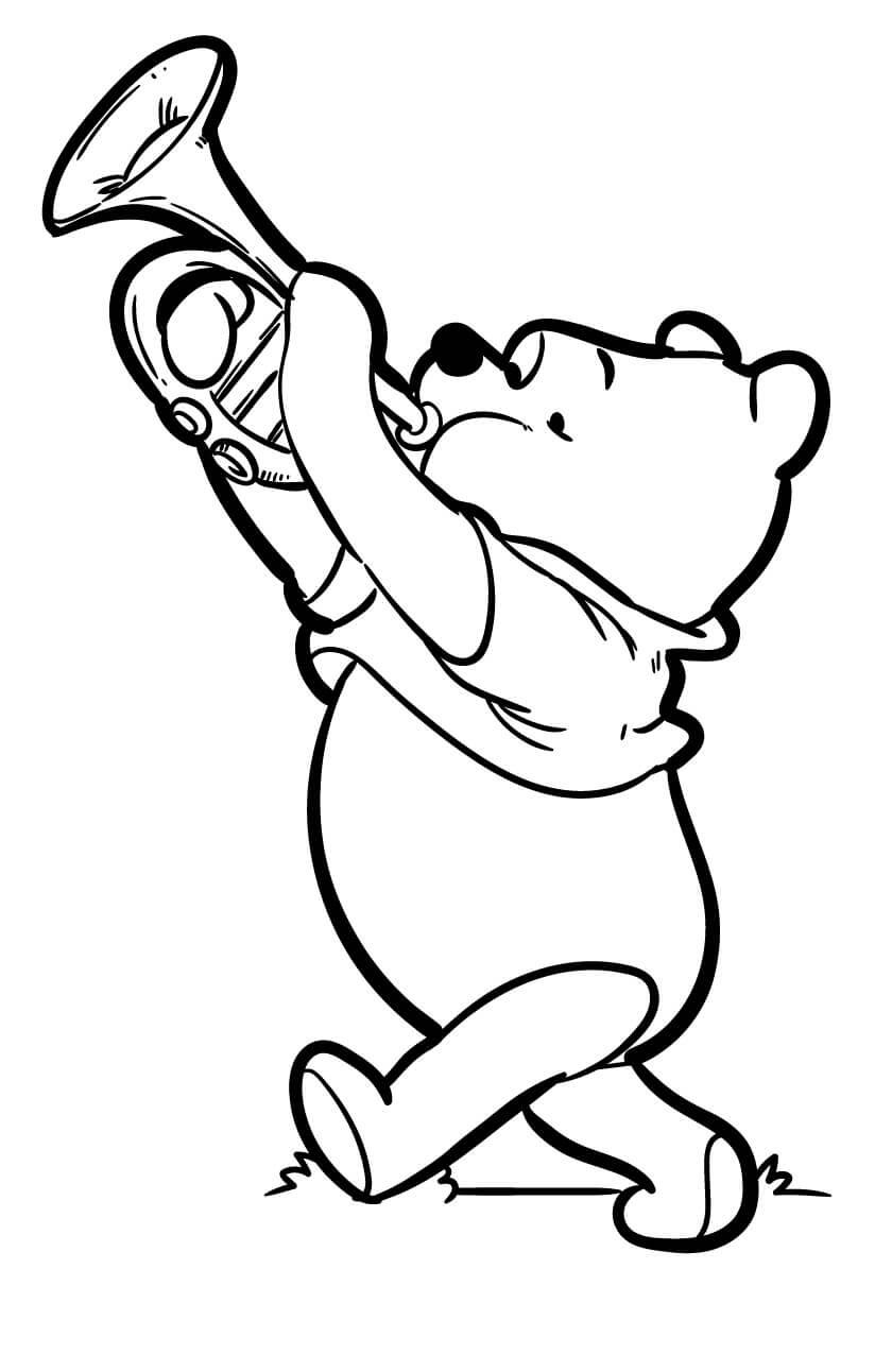 Winnie l’ourson Joue de La Trompette coloring page