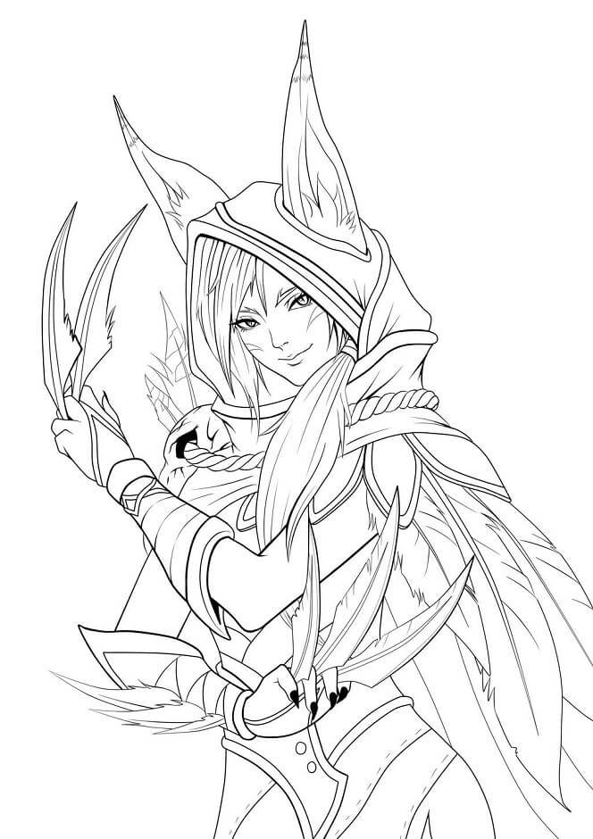 Xayah League of Legends coloring page