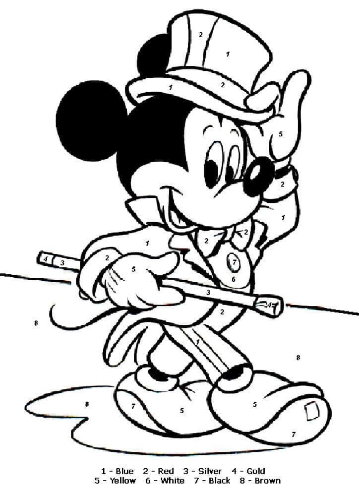 Mickey Mouse Coloriage par Numéro coloring page