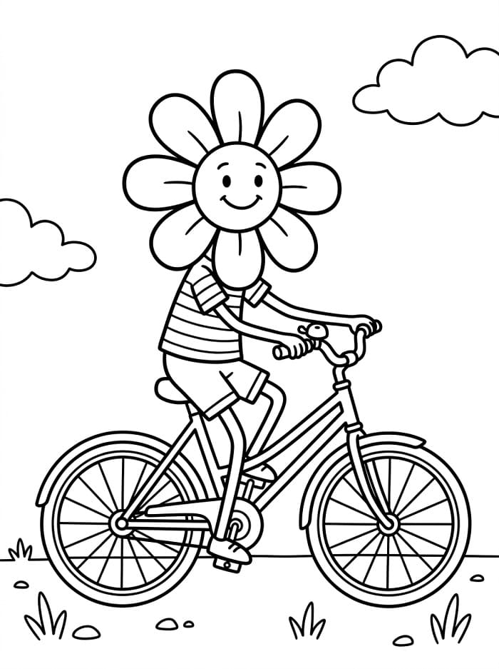 Fleur Fait du Vélo coloring page