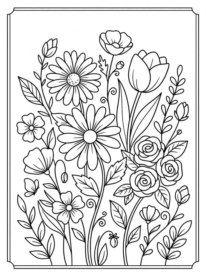 Fleurs Épanouies coloring page