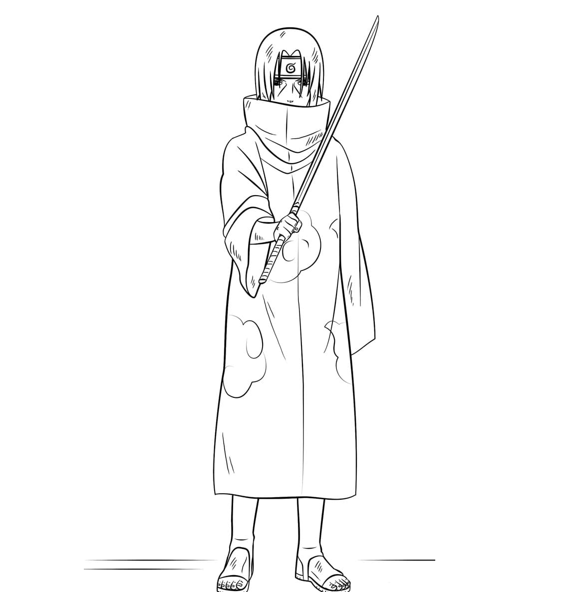 Itachi Holding Sword coloring page