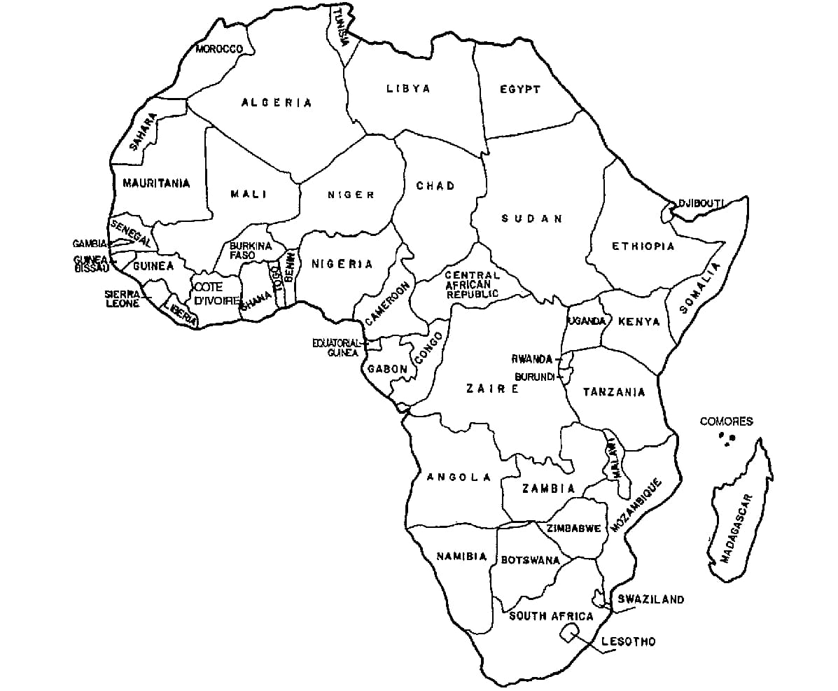 Coloriage Carte de l'Afrique 1