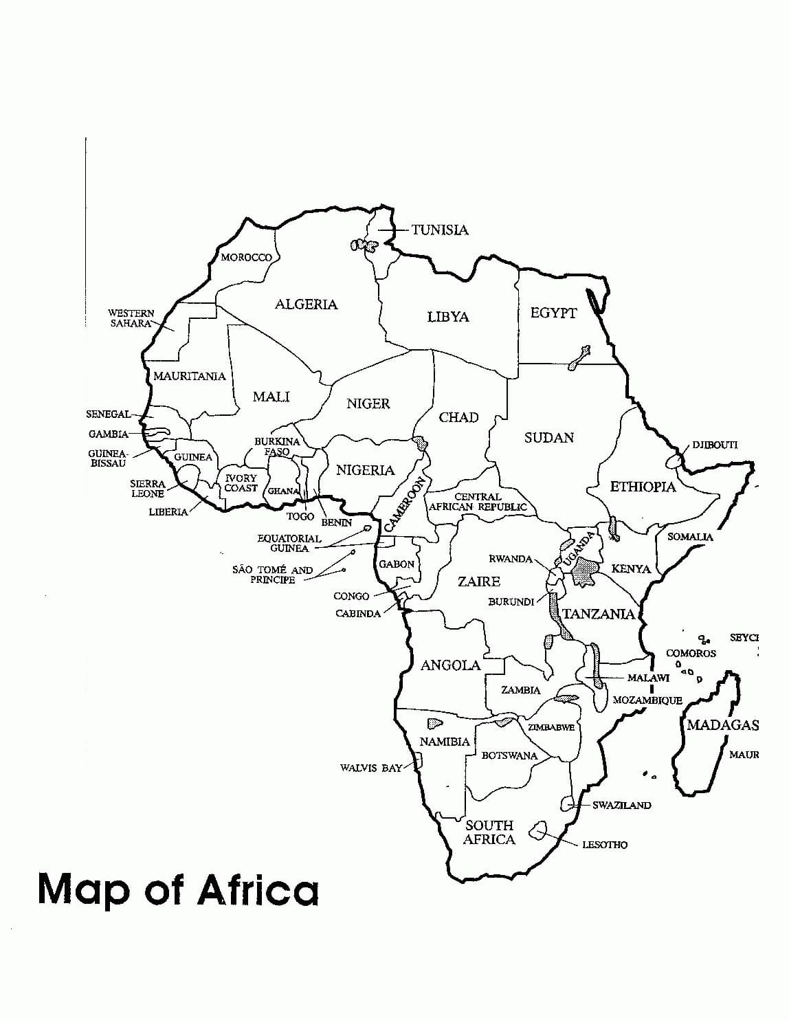 Coloriage Carte de l'Afrique 3