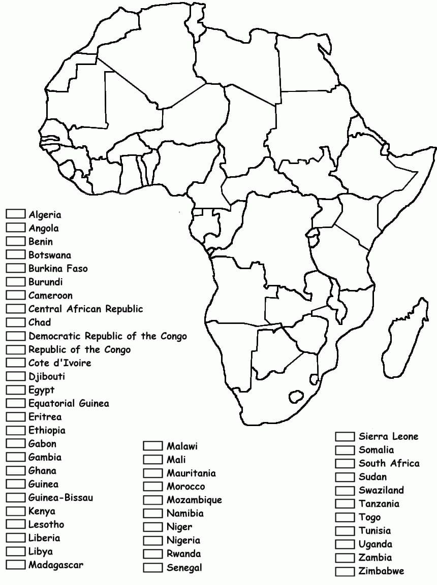Carte de l’Afrique 6 coloring page