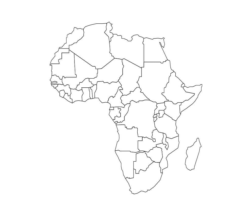 Coloriage Carte de l'Afrique Pour les Enfants