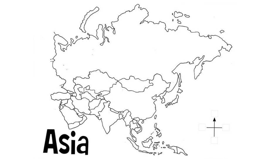 Coloriage Carte de l'Asie 2
