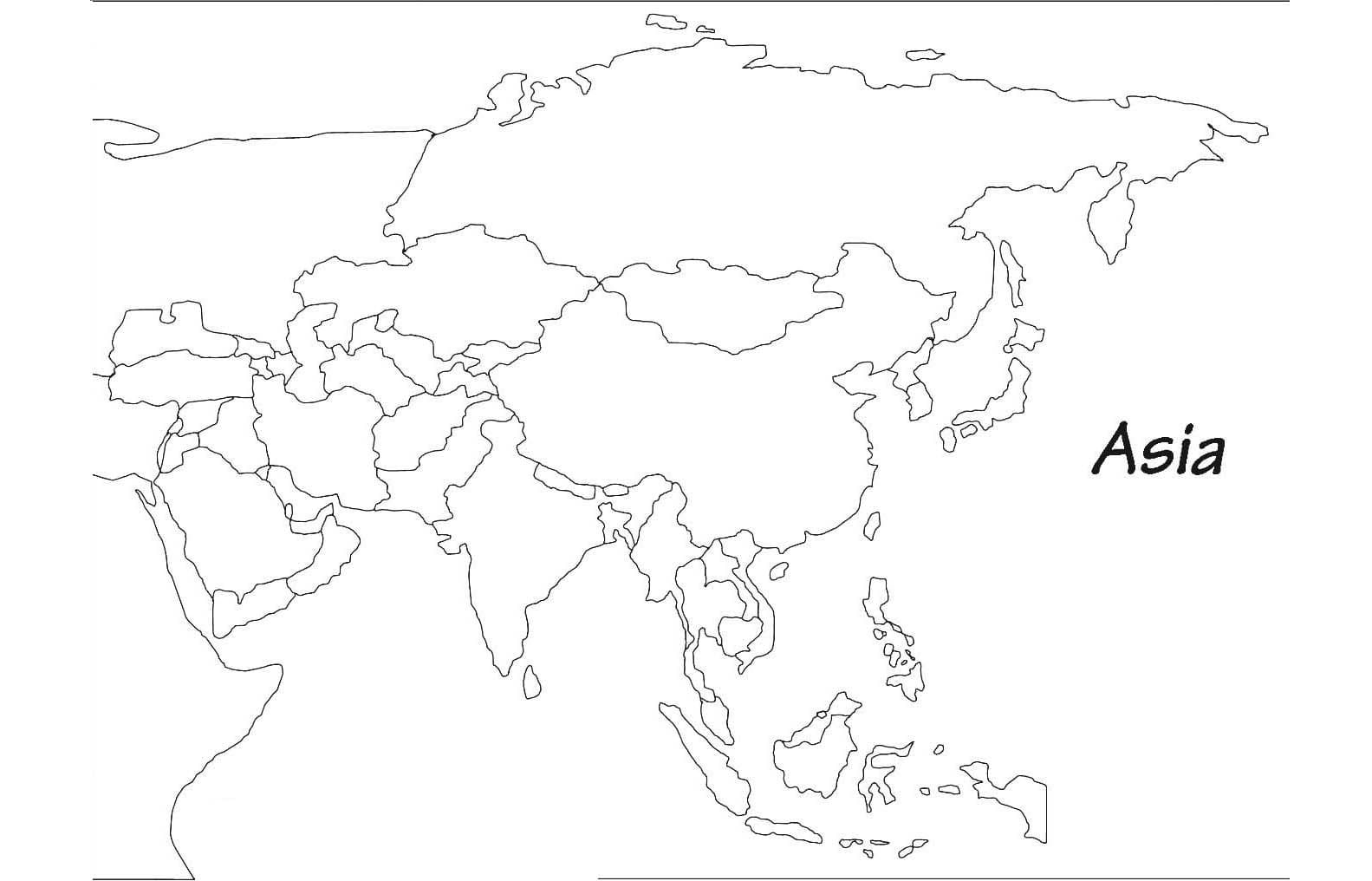 Coloriage Carte de l'Asie 4