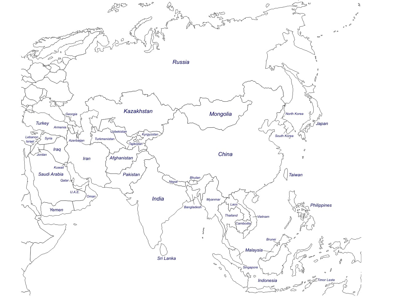 Carte de l’Asie 5 coloring page