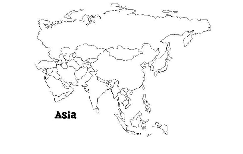 Coloriage Carte de l’Asie