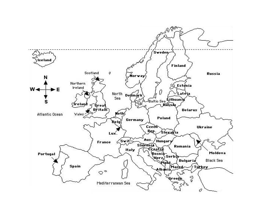 Carte de l’Europe 1 coloring page