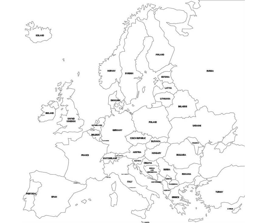 Coloriage Carte de l'Europe 5