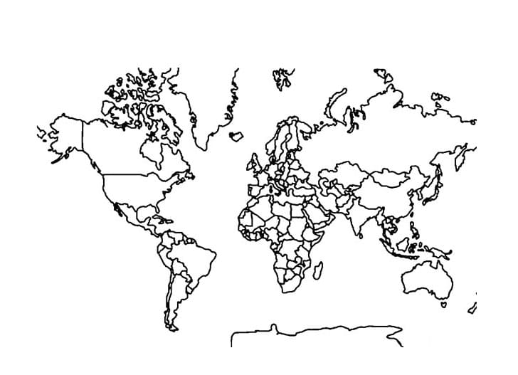 Carte du Monde 2 coloring page