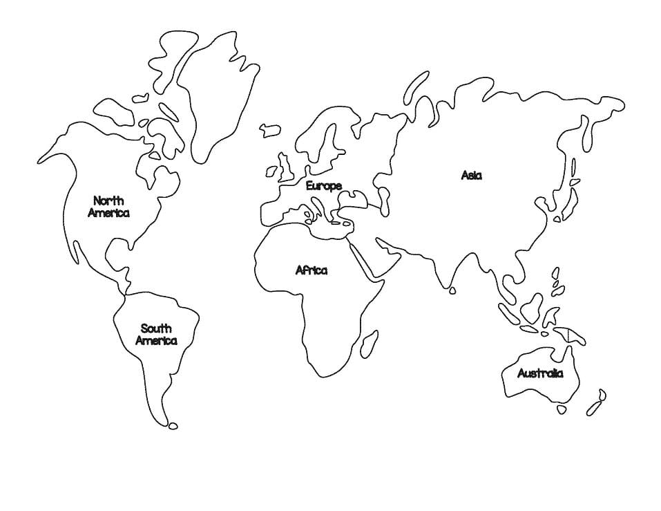 Carte du Monde 5 coloring page
