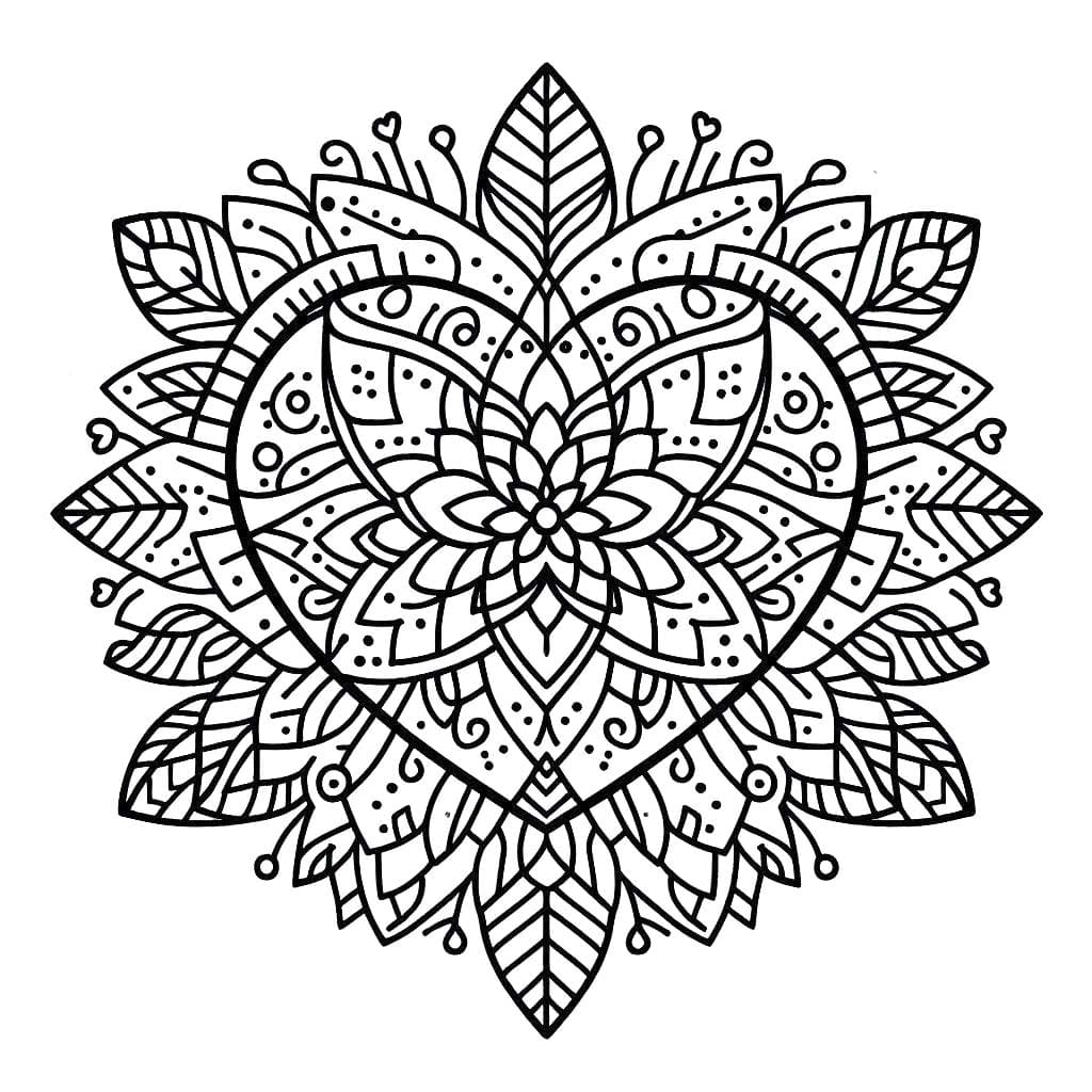 Dessin De Mandala Coeur Gratuit coloring page