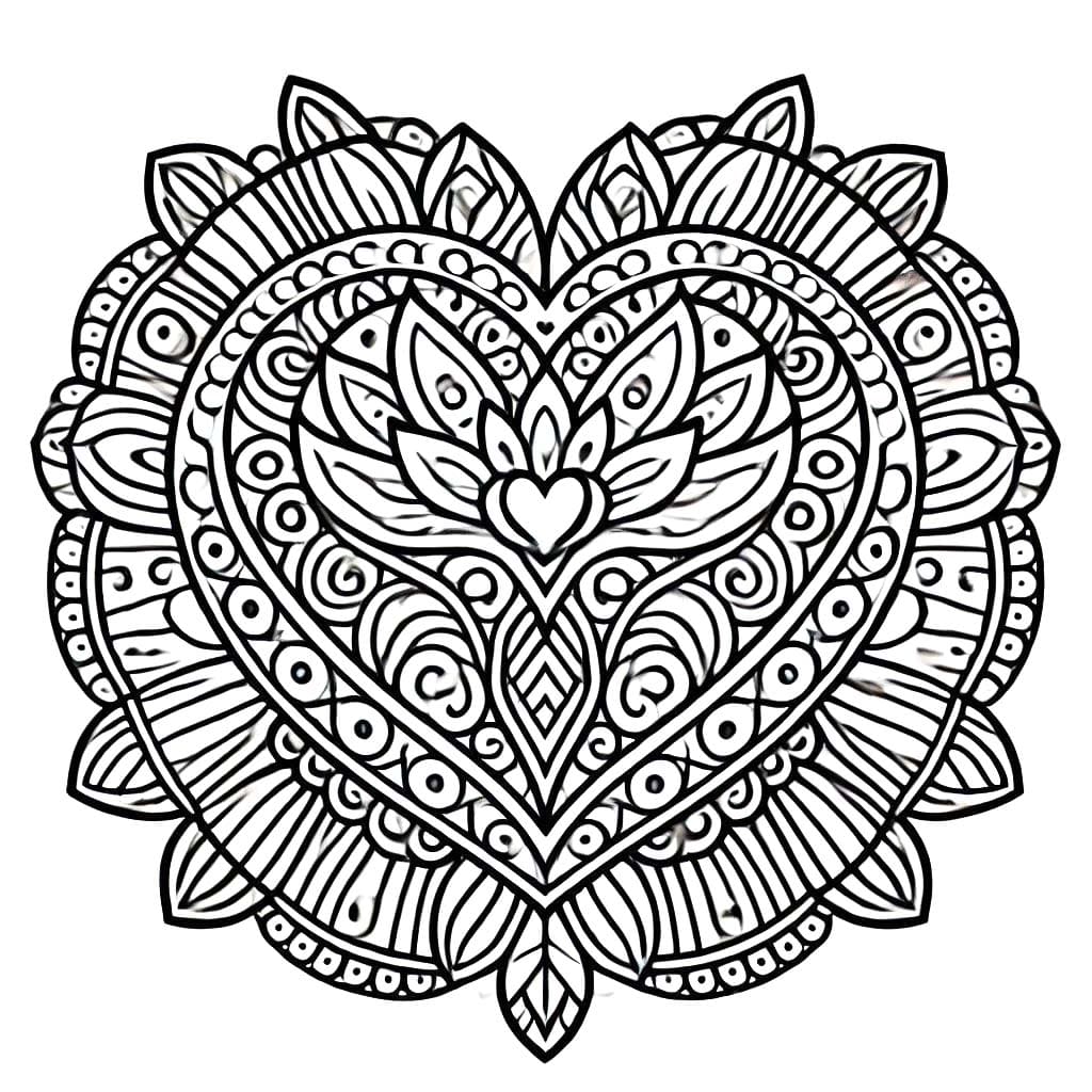 Dessin De Mandala Coeur Pour Enfant coloring page