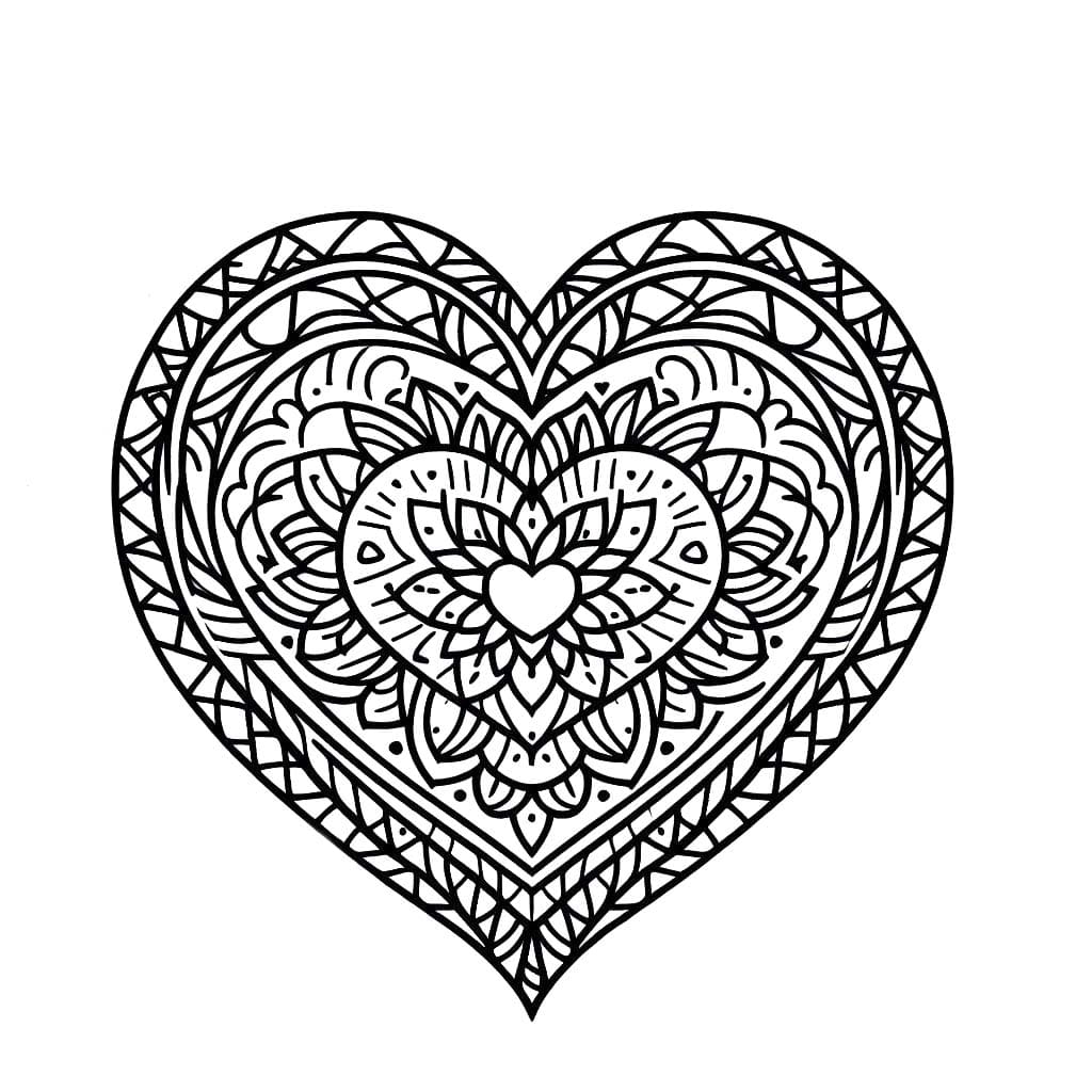 Dessin De Mandala Coeur Pour Enfants coloring page