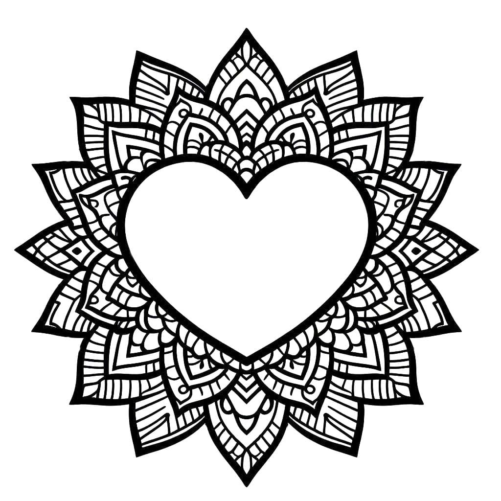 Dessin De Mandala Coeur Simple coloring page