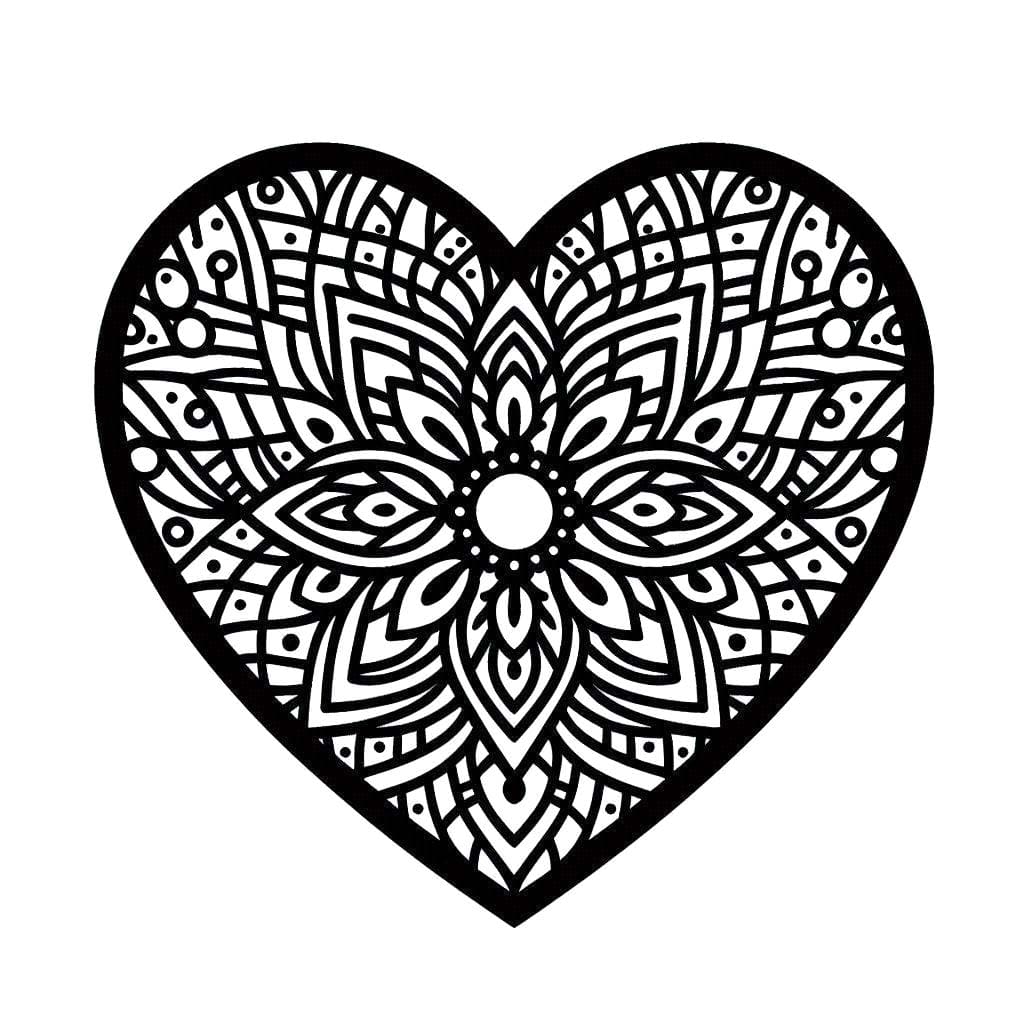 Dessin Gratuit De Mandala Coeur coloring page