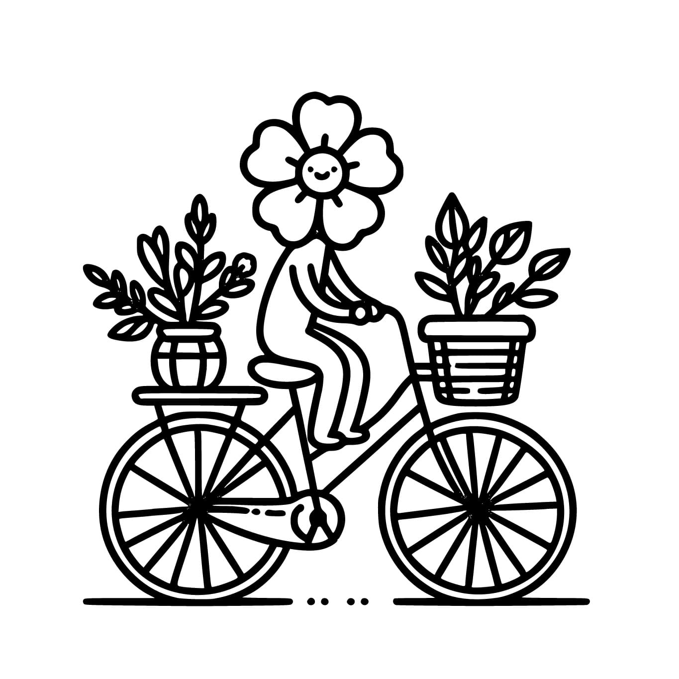 Coloriage Fleur Fait du Vélo
