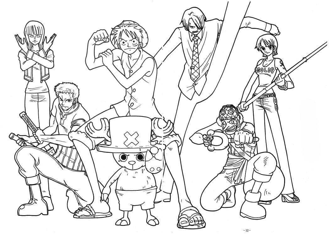 Coloriage L'équipe de Luffy