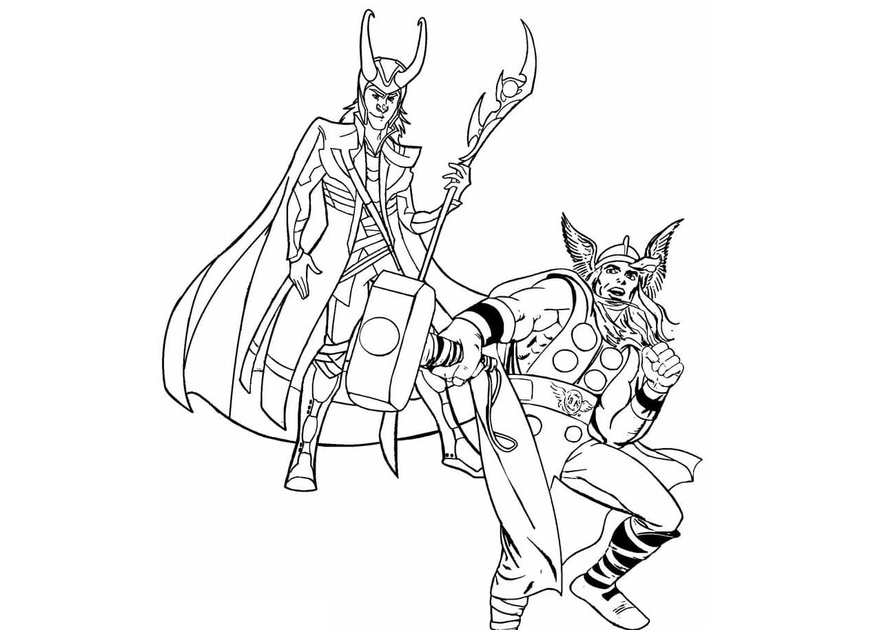 Coloriage Loki et Thor
