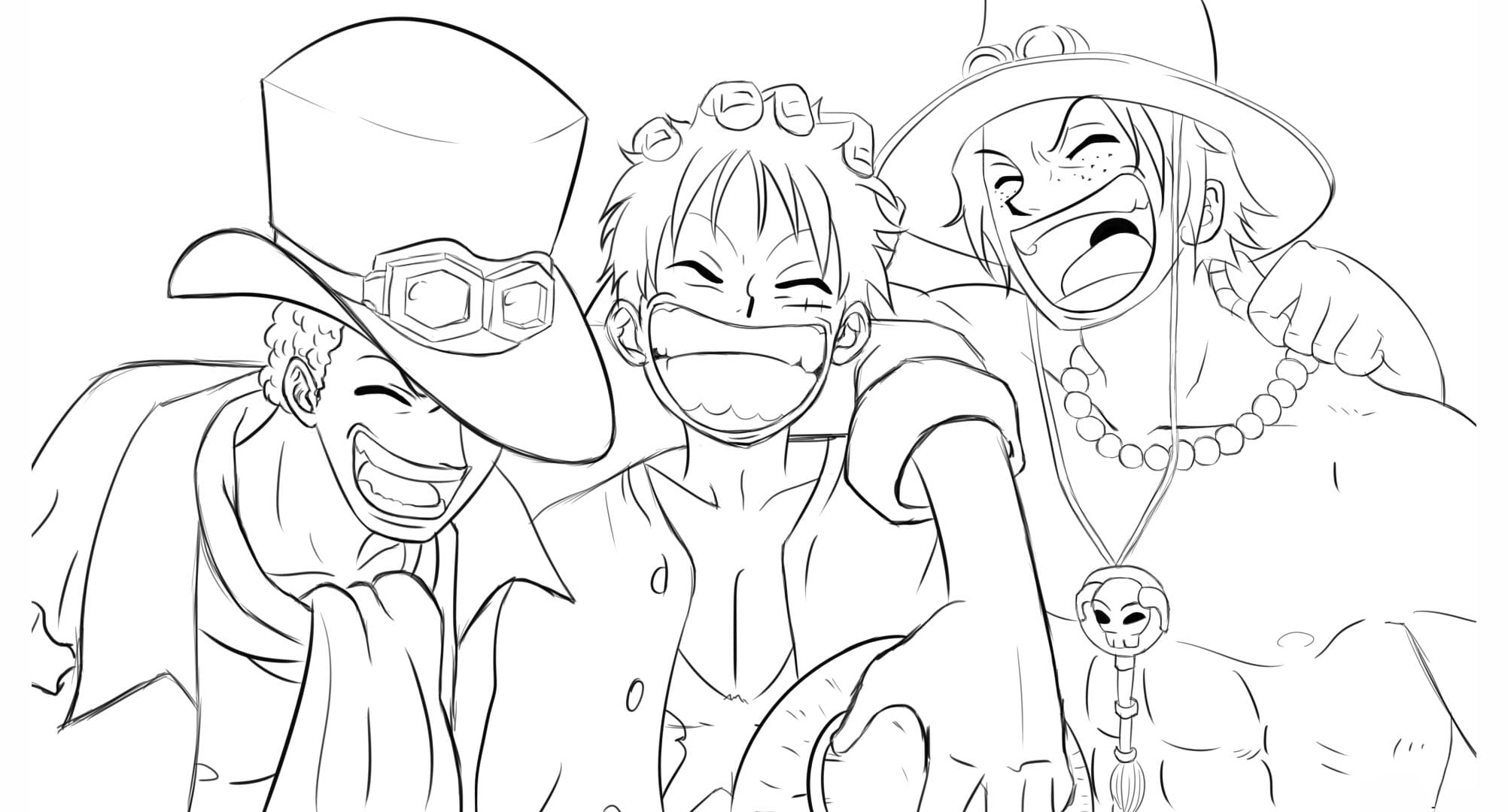 Luffy, Sabo et Ace coloring page