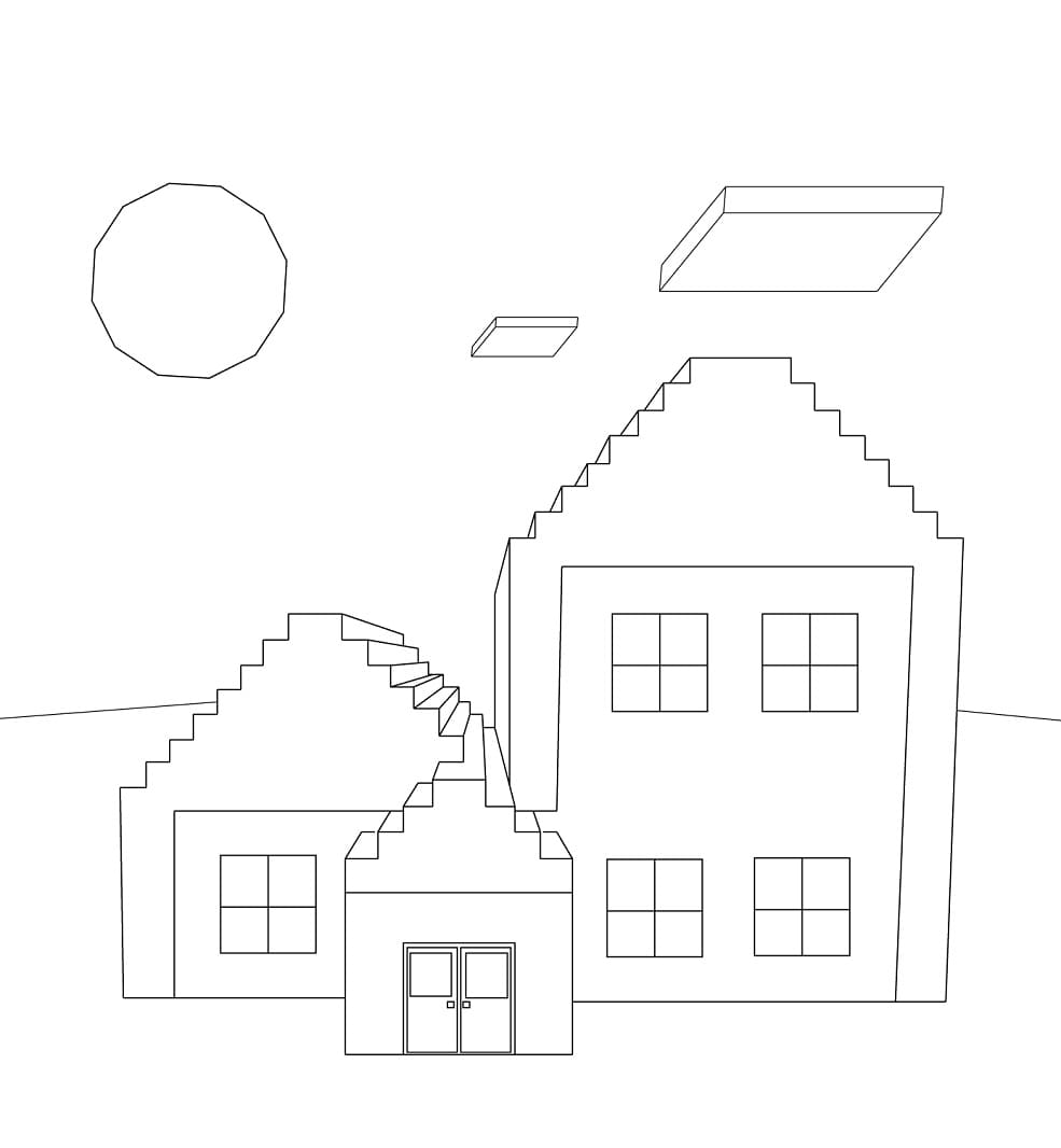 Maisons Minecraft coloring page