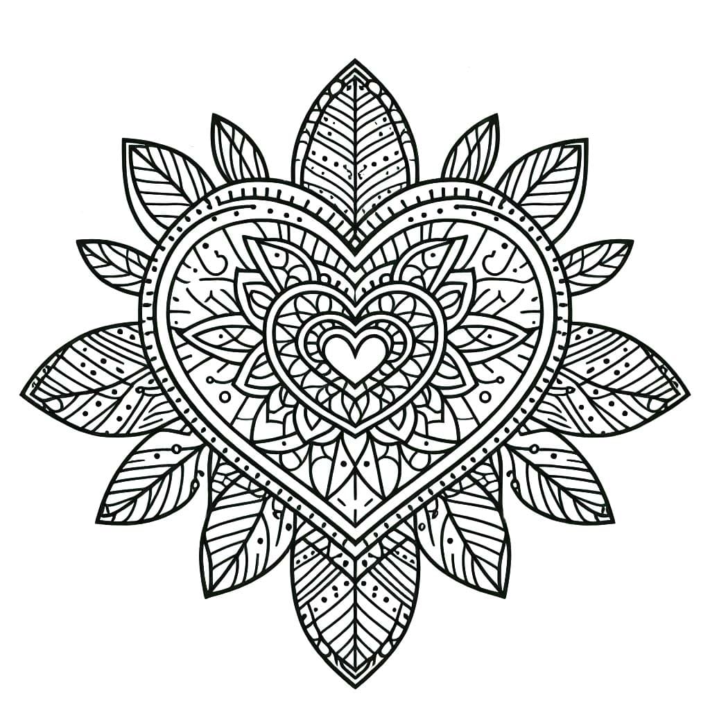 Mandala Coeur Pour Les Enfants De 1 An coloring page