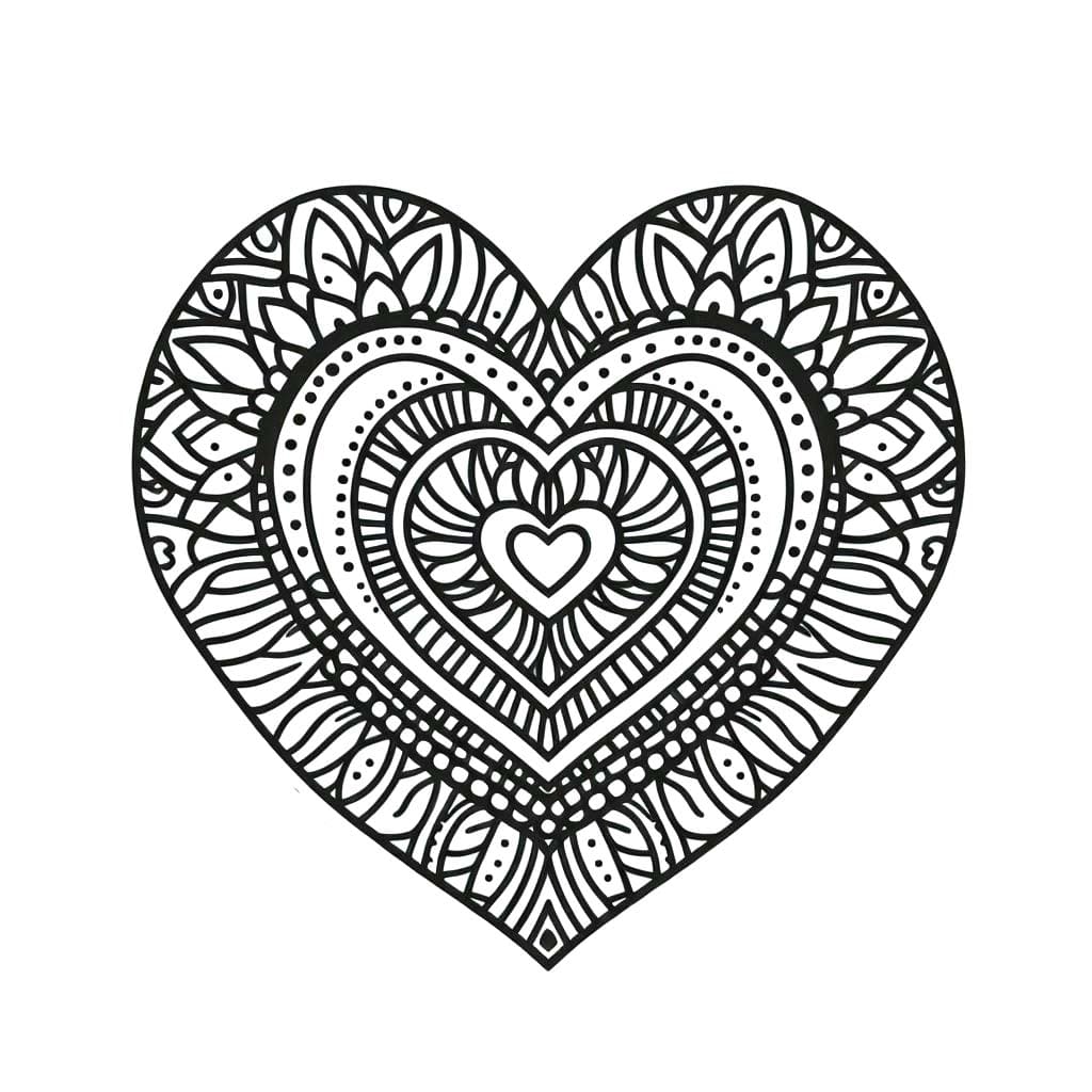 Mandala Coeur Pour Les Enfants De 2 An coloring page