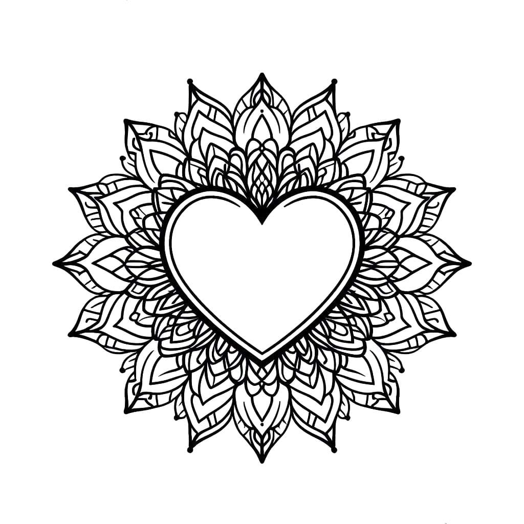 Mandala Coeur Pour Les Enfants De 4 An coloring page