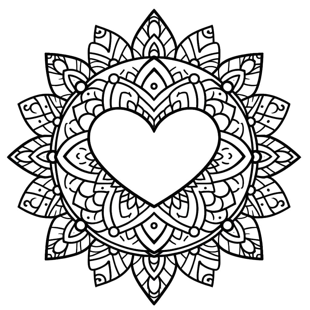 Mandala Coeur Pour Les Enfants De 5 An coloring page