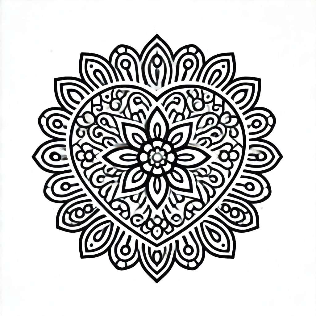 Peinture De Mandala Coeur coloring page