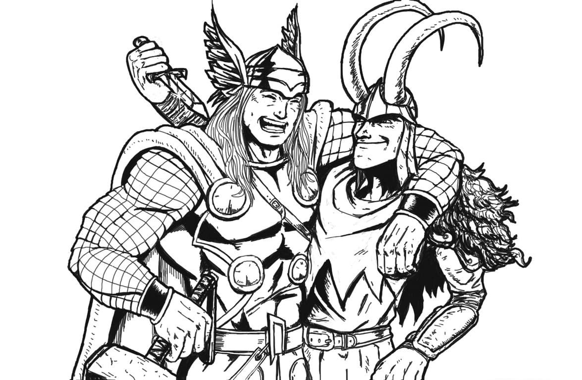 Thor et Loki coloring page