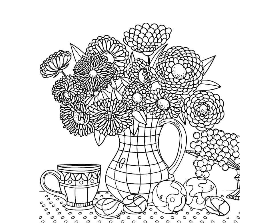 Vase à Fleurs Anti-stress coloring page
