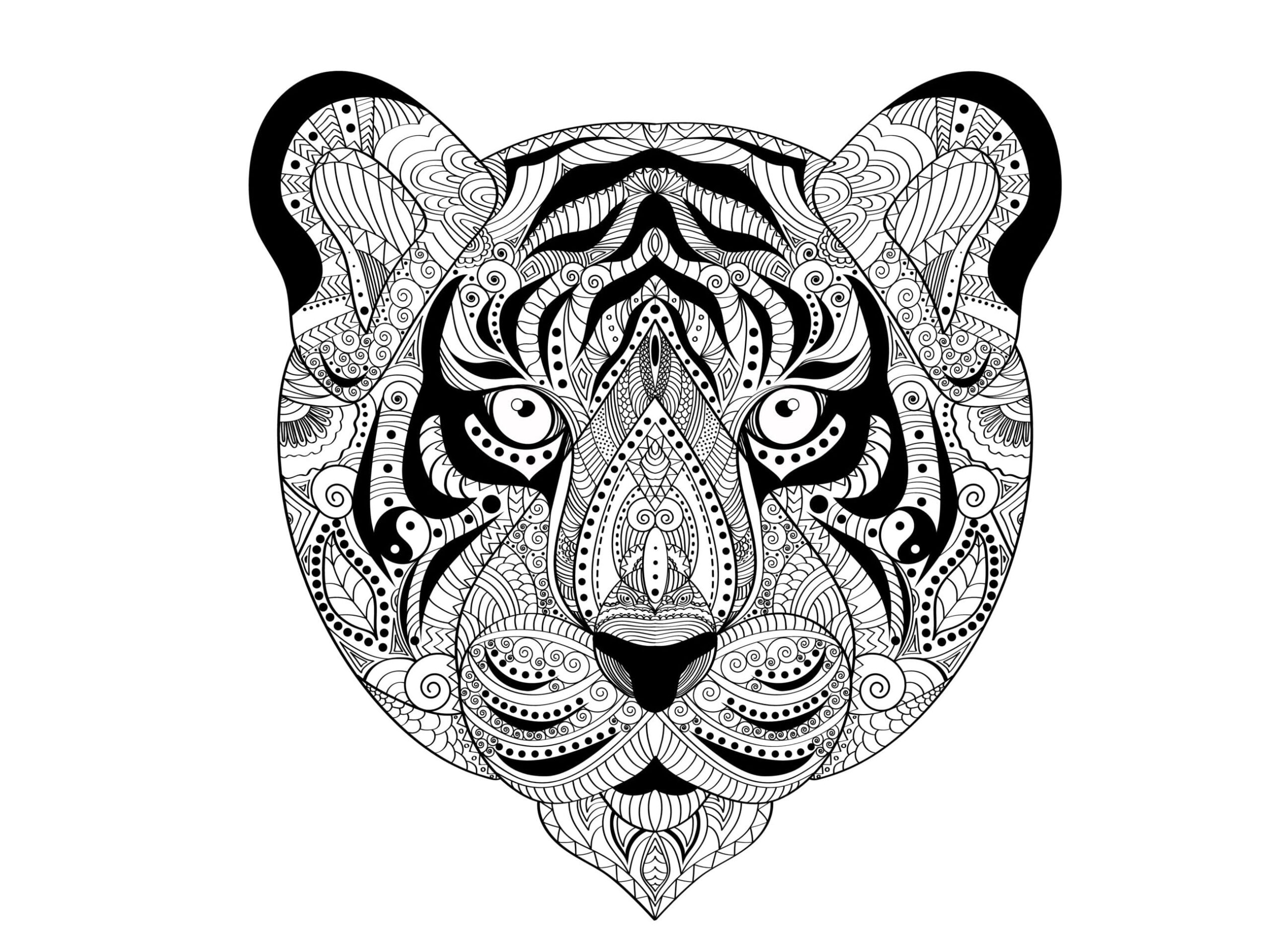 Coloriage Visage de Tigre Anti-stress