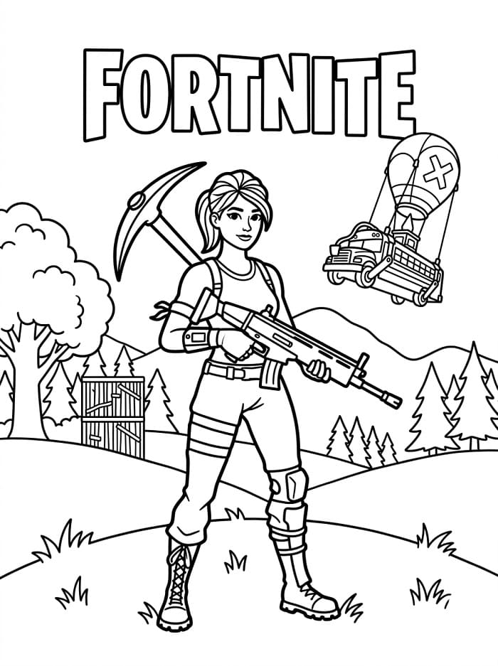 Fille de Joueur Fortnite coloring page