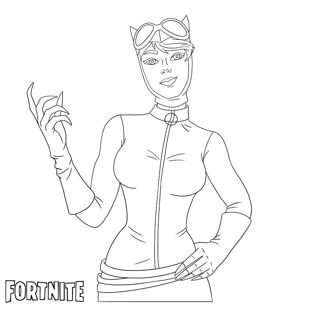 Coloriage Catwoman Fortnite
