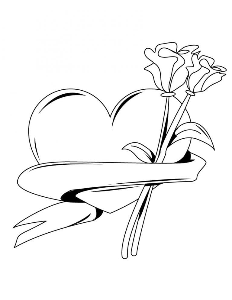 Coeur savec des Fleurs coloring page