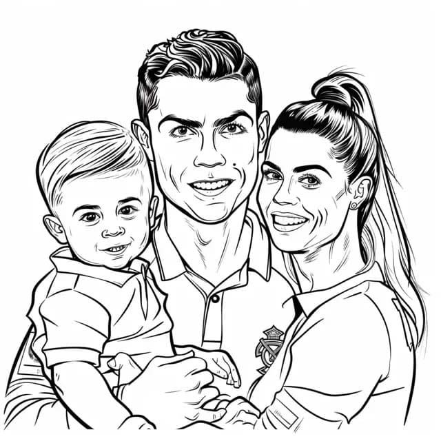 Dessin De Cristiano Ronaldo Famille coloring page