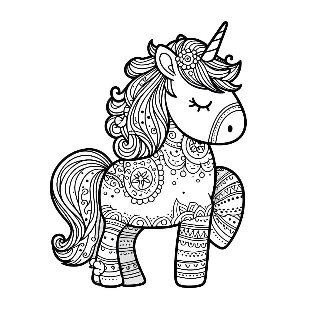 Dessin De Mandala Licorne Facile coloring page