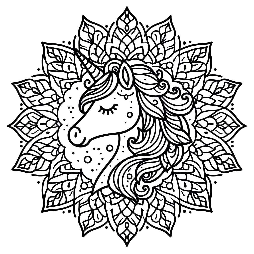 Dessin De Mandala Licorne Gratuit coloring page