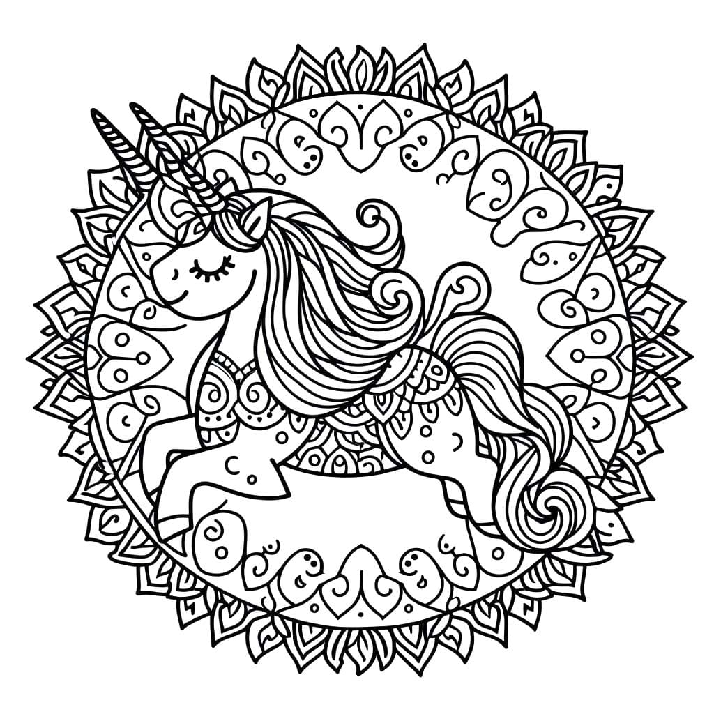 Dessin De Mandala Licorne Pour Enfant coloring page