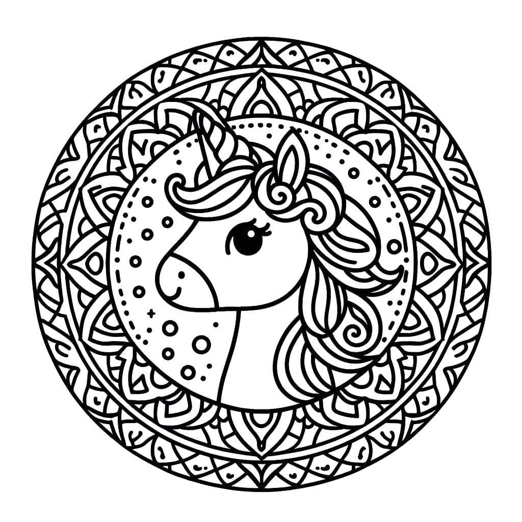 Dessin De Mandala Licorne Pour Enfants coloring page