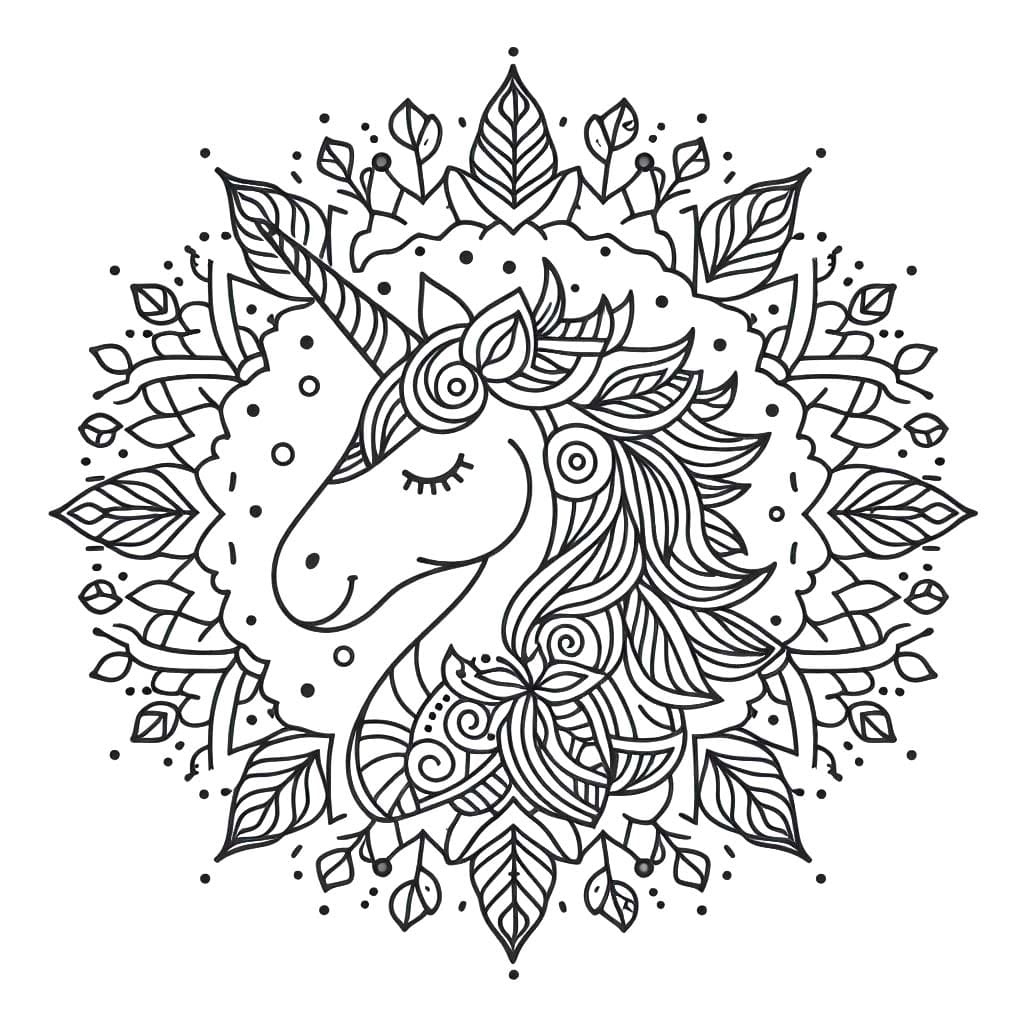 Dessin De Mandala Licorne Simple coloring page