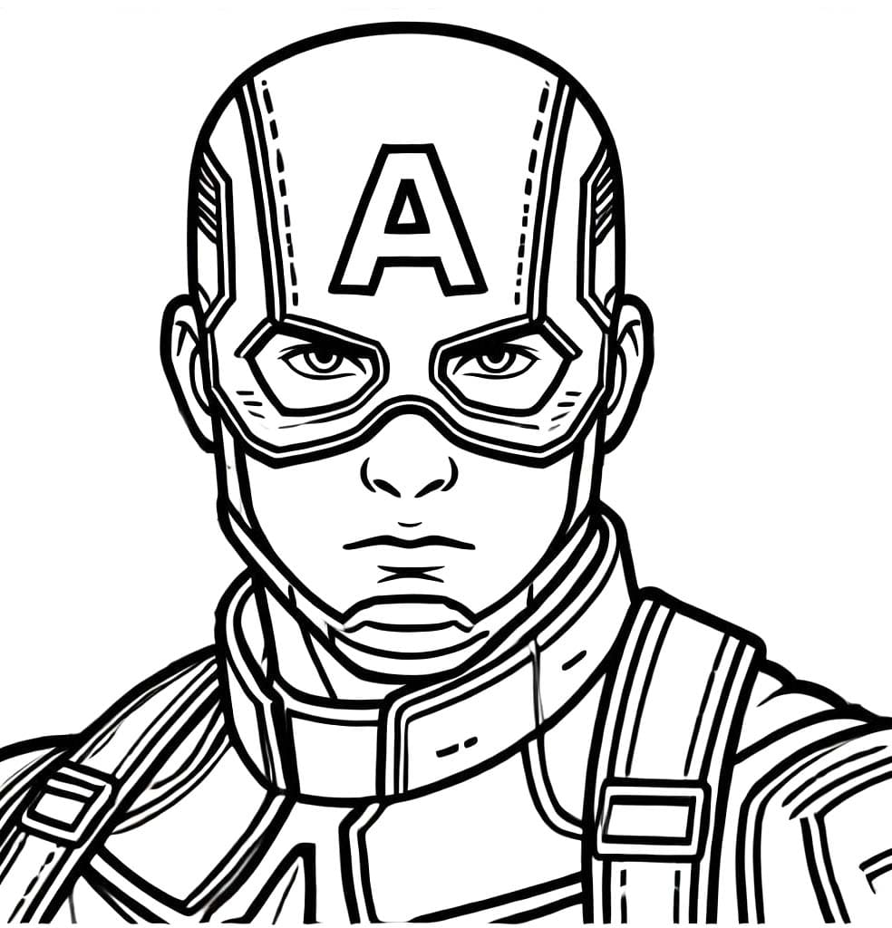 Dessin De Visage Captain America coloring page