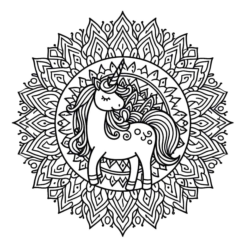 Dessin Gratuit De Mandala Licorne coloring page