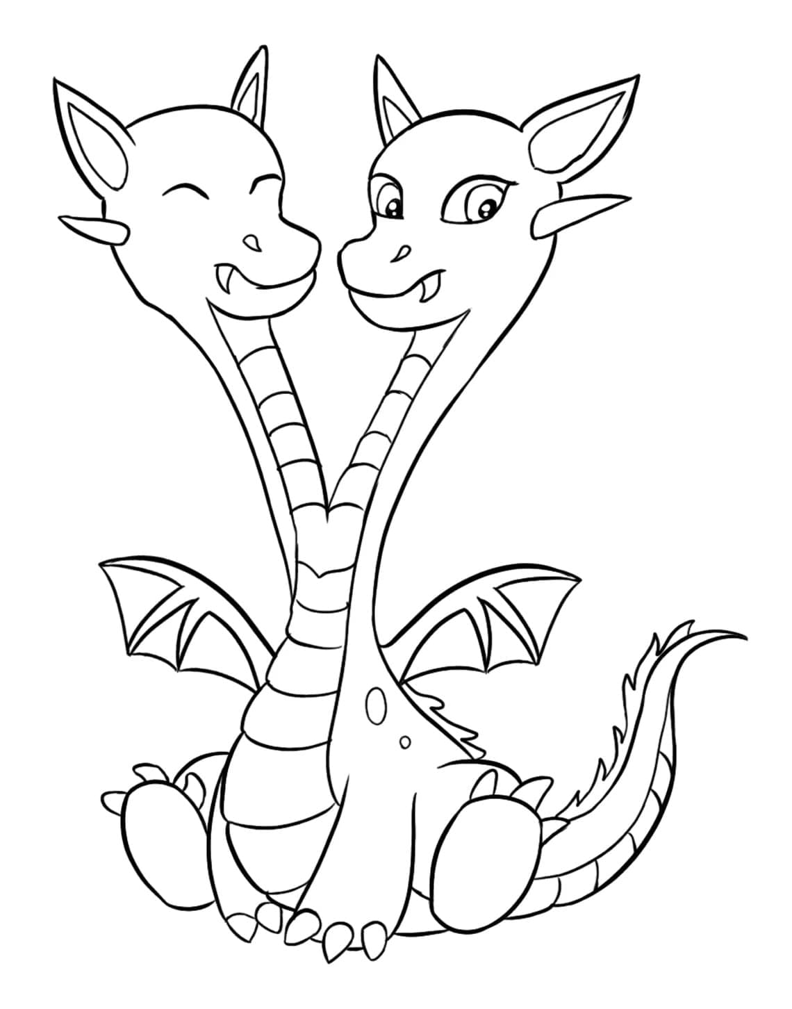 Dragon à Deux Têtes coloring page