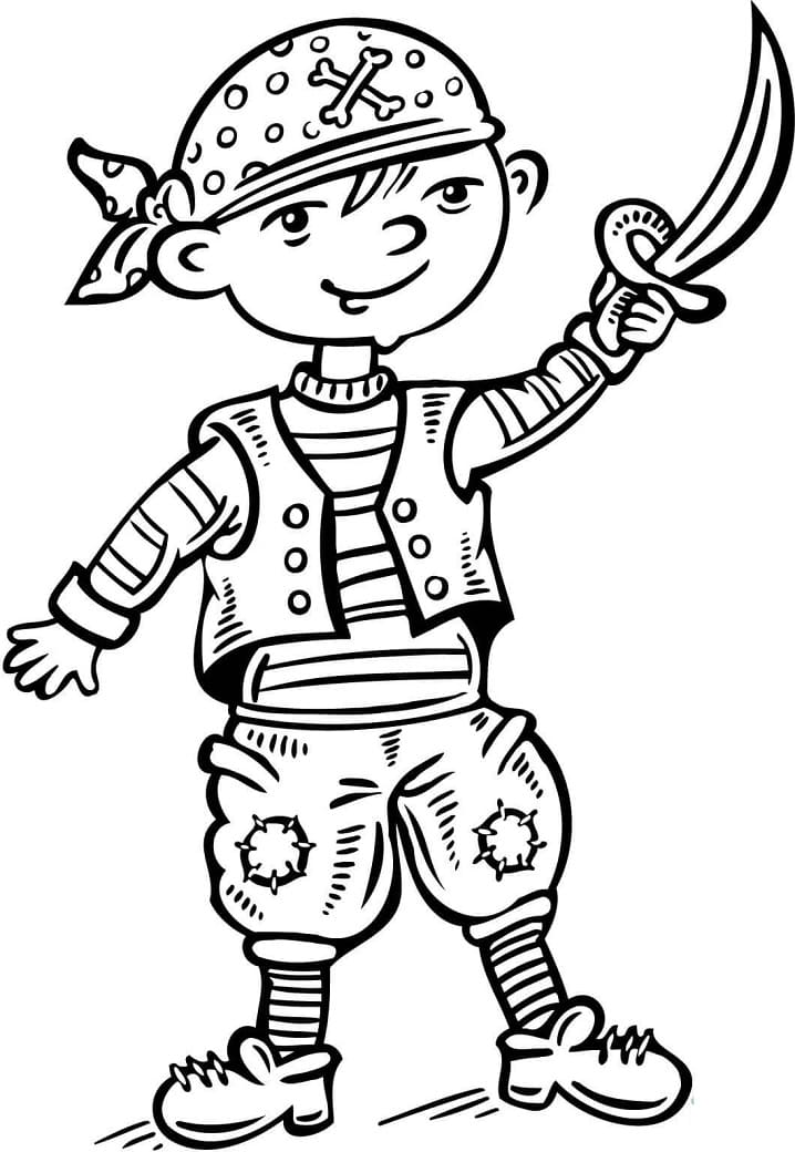 Enfant Déguisé Comme un Pirate coloring page